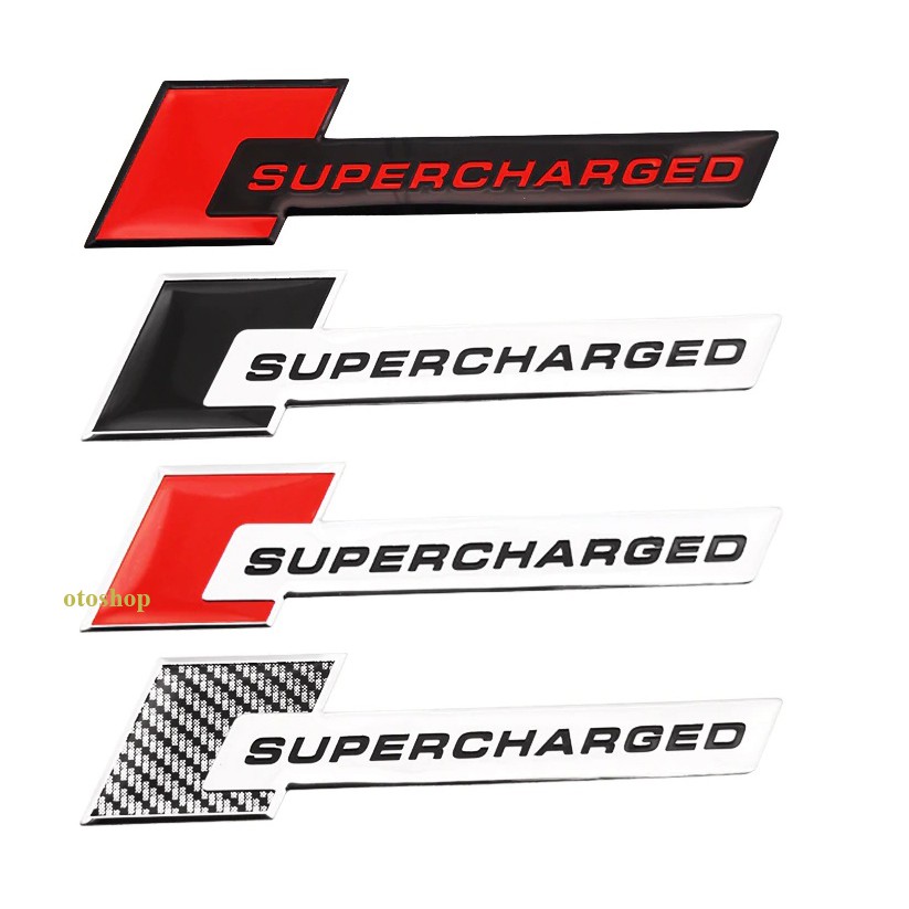 Tem chữ SUPERCHARGED trang trí xe