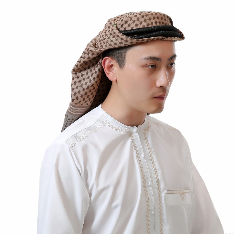 Khăn Trùm Đầu Co Giãn Khối Lượng Nhẹ In Họa Tiết Caro Kiểu Đạo Hồi Ả Rập Truyền Thống Cho Nam