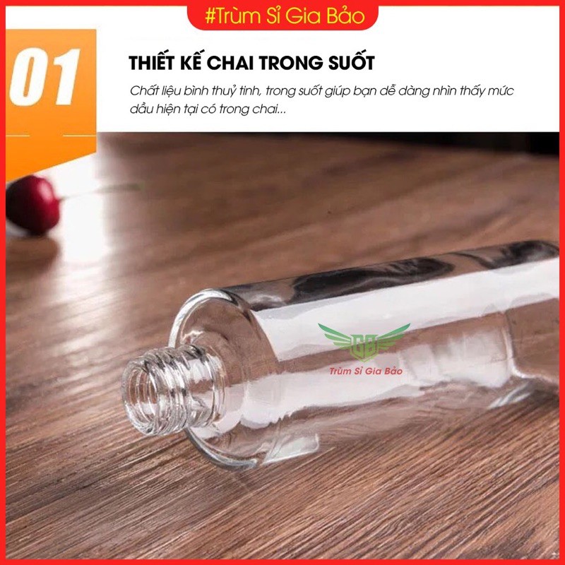 Bình xịt dầu ăn thuỷ tinh dung tích 100ml , chai lọ phun dầu lên thực phẩm dùng cho nồi chiên không dầu nhà bếp.