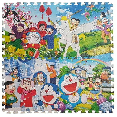 Bộ 4 Miếng Thảm Xốp Lót Sàn Hình DOREAMON ( kích thước 1 tấm 60cm x 60cm)