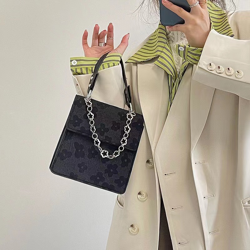 Túi hộp đeo chéo dây xích túi xách nữ đẹp túi tote vintage hoa nhỏ hàn quốc