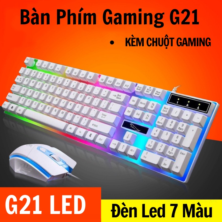 Bàn Phím Giả Cơ Gaming G21 - 7 LED Màu , Kèm Chuột Chuyên Game [Bảo Hành 2 Năm]