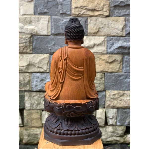 Tượng phật a di đà gỗ hương cao 30 cm