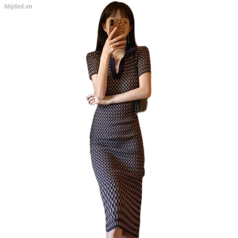 Đầm Dệt Kim Có Cổ Ôm Eo Phong Cách Cổ Điển Thời Trang Mùa Hè Quyến Rũ 2021