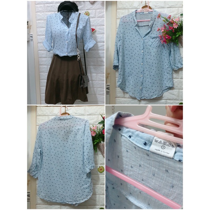 Áo sơ mi sọc đẹp gái dưới 60 kg