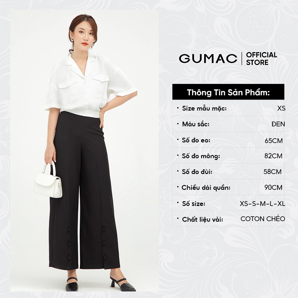 [Mã WABRGU72 giảm 10% tối đa 50k đơn 250k] Quần tây nữ ống rộng phối nút GUMAC nhiều màu QB530 | BigBuy360 - bigbuy360.vn
