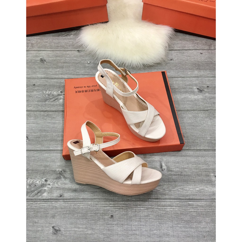 Dép sandal quai chéo đế xuồng 9 phân siêu nhẹ cực cá tính