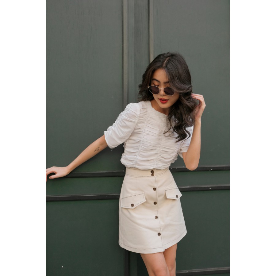 Váy kaki chỉ nổi, Váy chữ A kết nút, Peace House Clothing | BigBuy360 - bigbuy360.vn