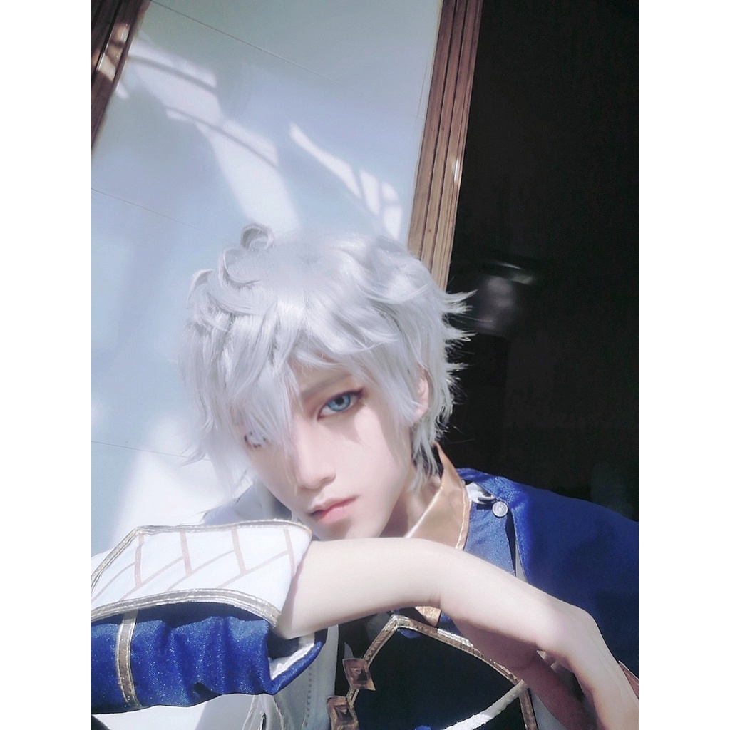 Wig/tóc giả nam cơ bản cosplay màu trắng bạc xám đen nâu tím
