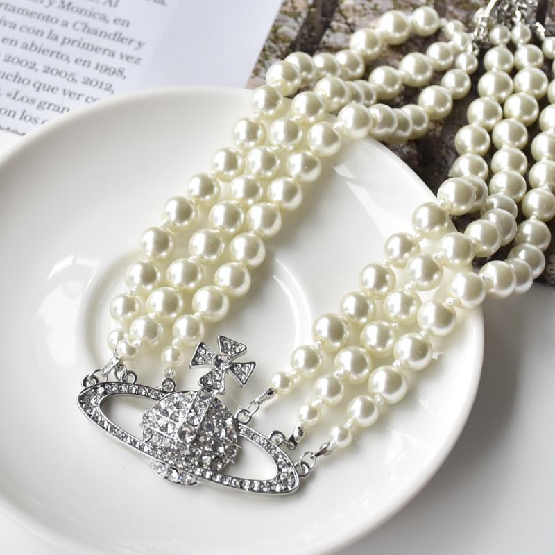 Vòng cổ Ngắn Đính Ngọc Trai Phong Cách retro Âu Mỹ