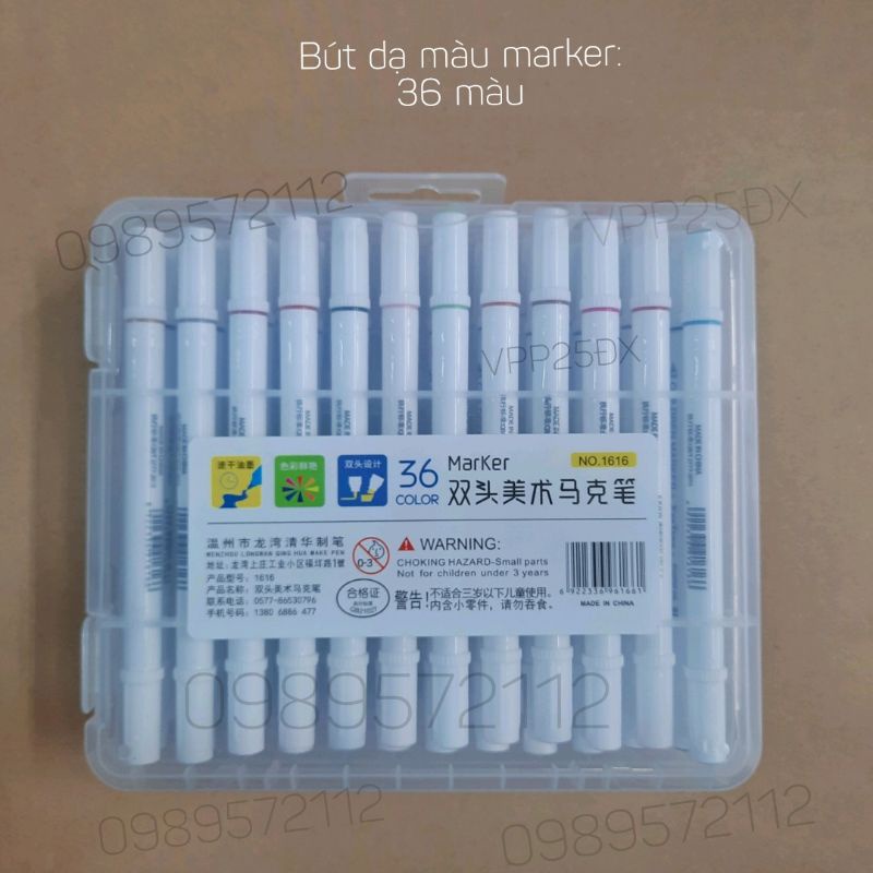 Bộ bút dạ màu marker 1616 - 12-36 màu.bút dạ 2 đầu.