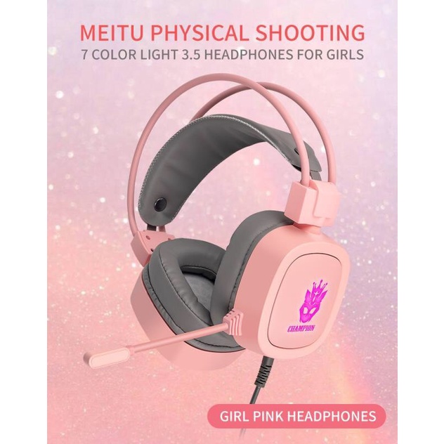 Tai nghe chụp tai có mic chuyên game SANNY S100 Cổng kết nối USB +3.5 Màu Hồng