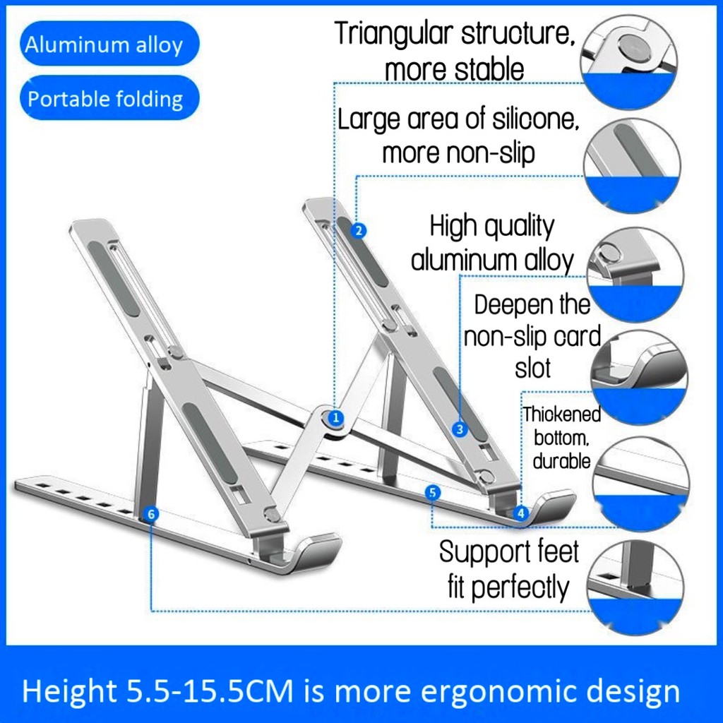 Giá đỡ laptop bằng hợp kim nhôm có thể gấp lại 12-15.6 inch