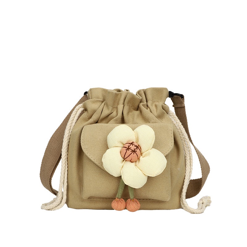 Túi Xách Canvas Mini Họa Tiết Hoa Thời Trang Hàn Quốc Cho Nữ