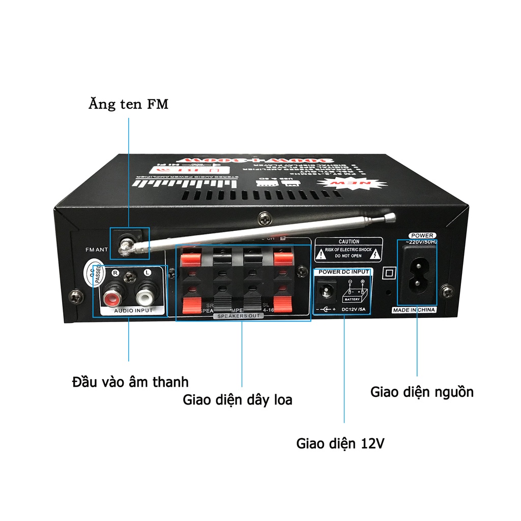 Amply karaoke , âm ly mini bluetooth-Ghi Âm BT198B-B Cao Cấp , Xe Hơi - Đa Chức Năng