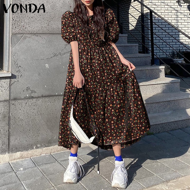 Đầm Vonda Tay Ngắn Hoạ Tiết Hoa Thiết Kế Dáng Rộng Thoải Mái | BigBuy360 - bigbuy360.vn