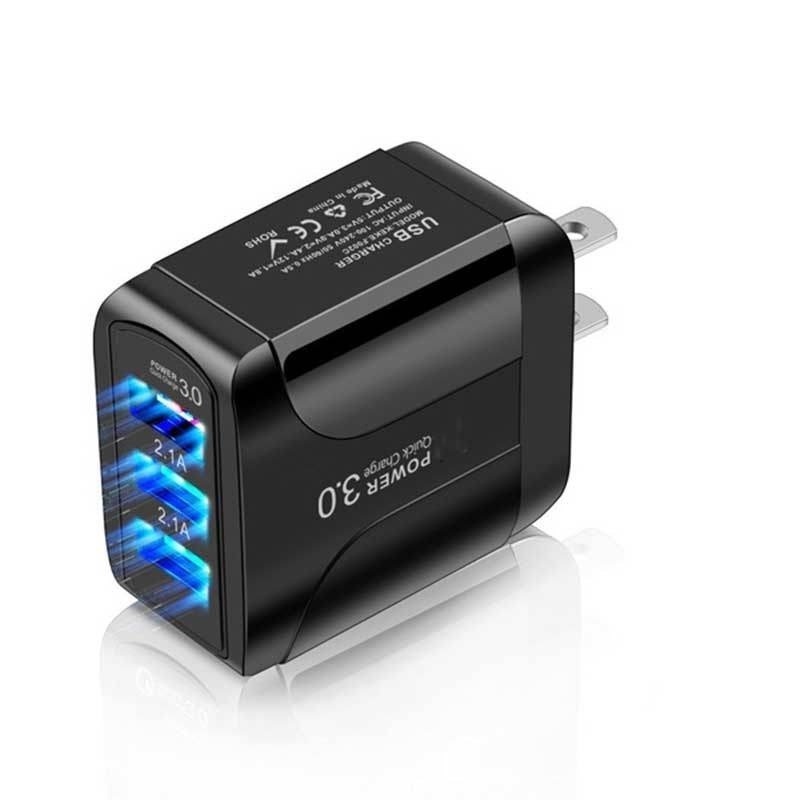 Củ Sạc 15W 3 Cổng USB Phích Cắm US EU Tương Thích Với IPhone Android