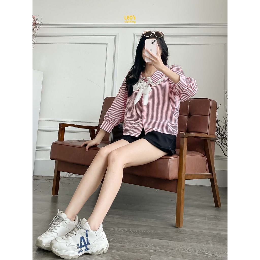Áo Cổ Sen Cột Nơ Tay Dài LEO's clothing ACS22