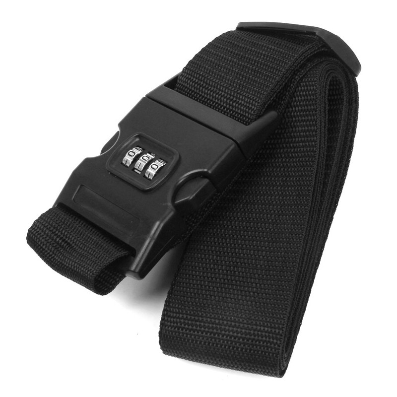 Dây Đai Khóa Số Cho Vali Hành Lý Có Nút Điều Chỉnh Màu Đen