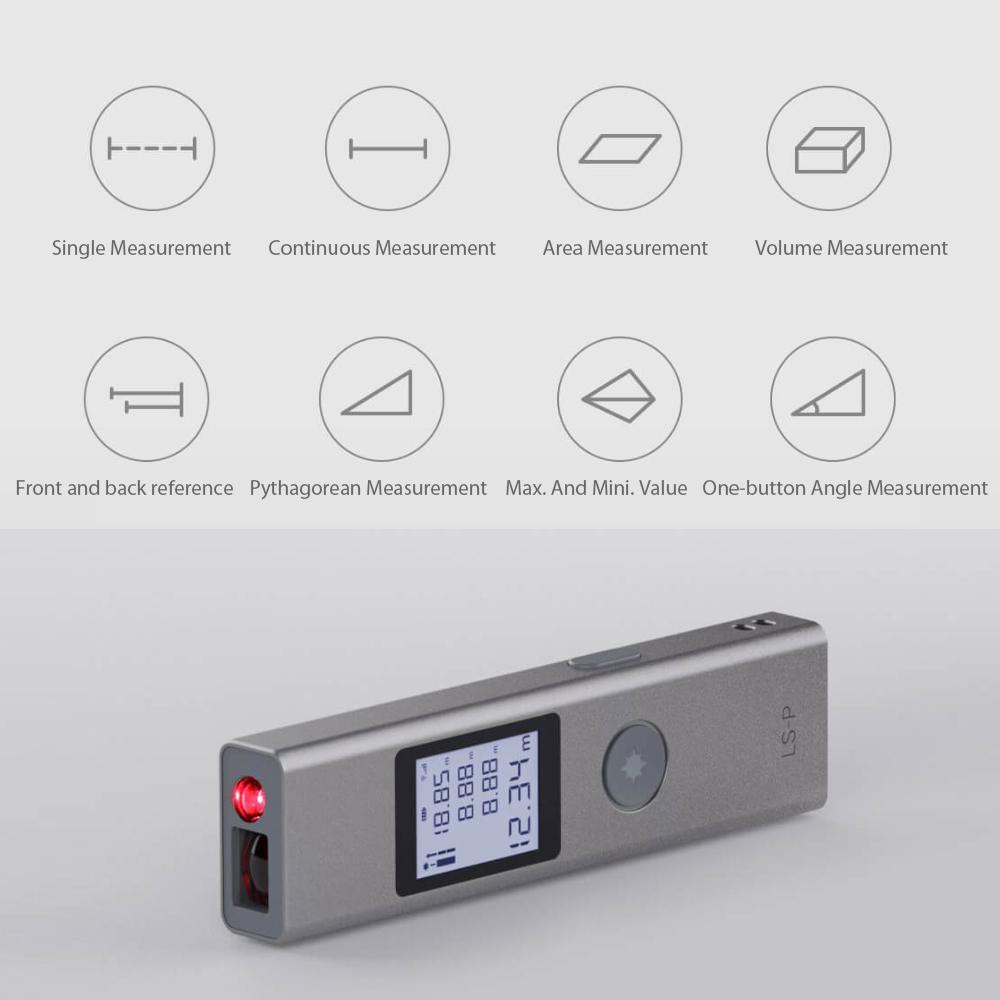 DUKA LS-P Máy Đo Khoảng Cách Laser Mới Máy Dò Phạm Vi Sạc Nhanh USB Độ Chính Xác Cao Cầm Tay, 40M