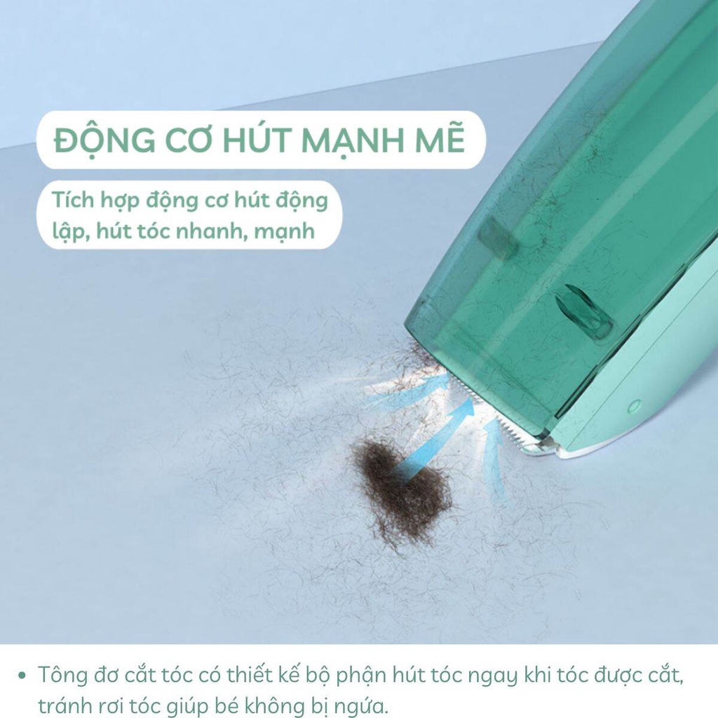 Tông Đơ Cắt Tóc MISUTA Kèm Phụ Kiện 7 Món Hút Tự Động Công Suất 5W Cho Bé YOOTA BABY