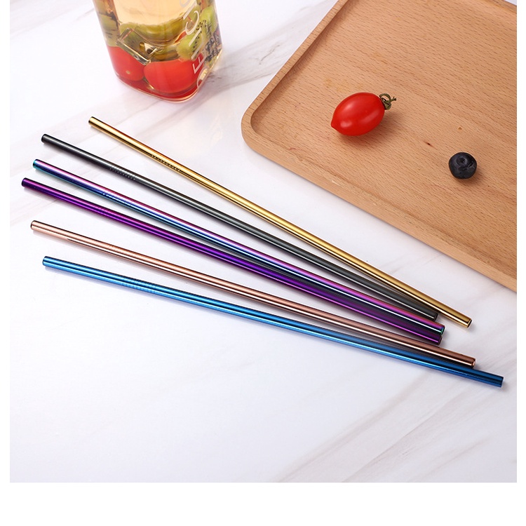 Bộ 5 Ống Hút Bằng Thép Không Gỉ Chất Lượng Cao Có Thể Tái Sử Dụng