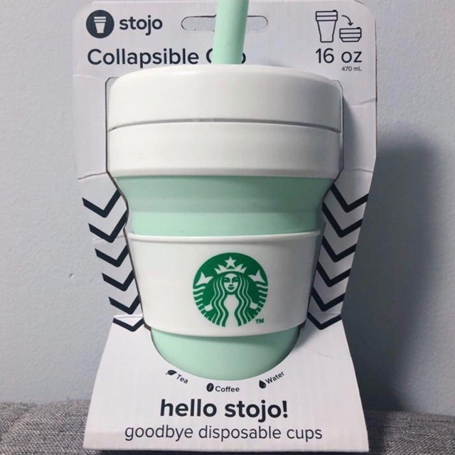 [CHÍNH HÃNG] Ly gấp gọn Starbucks - Stojo Mint 473ml