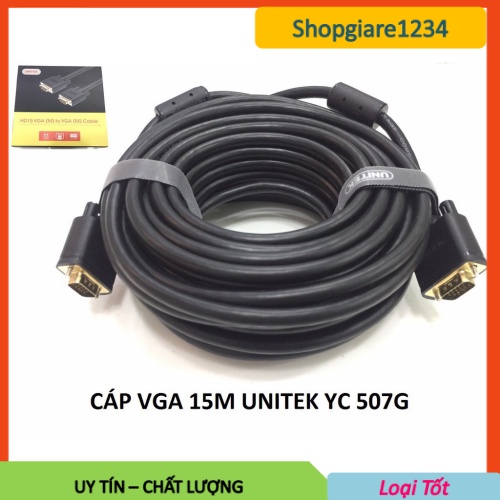 Cáp Vga UNITEK 15m (YC507G) - Chính Hãng 100%, Full Box - Bảo Hành 12 Tháng