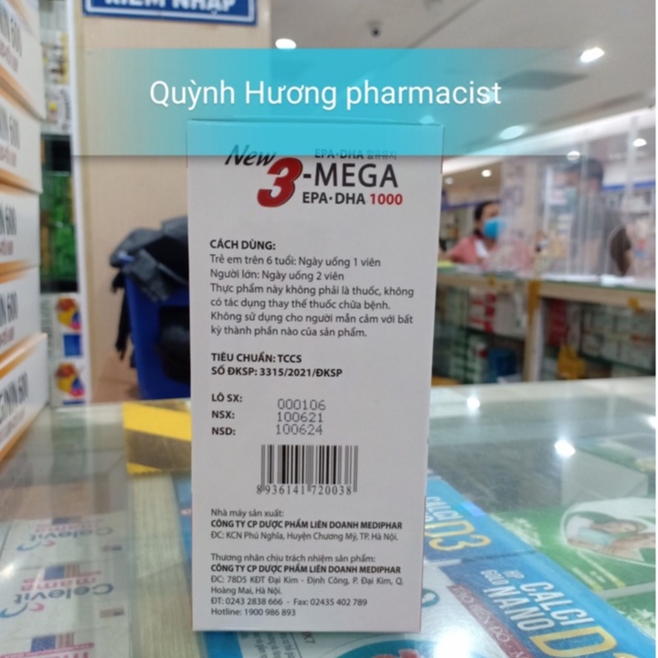 Viên uống New 3 MEGA salmon oil 1000mg bổ sung DHA giúp phát triển trí não và thị lực ( Alaska OMEGA 3 )