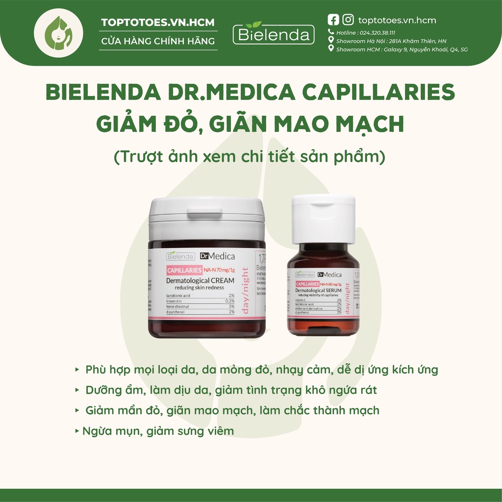 Serum & Kem Dưỡng Bielenda Dr Medica Capillaries Giảm Đỏ, Giãn Mao Mạch