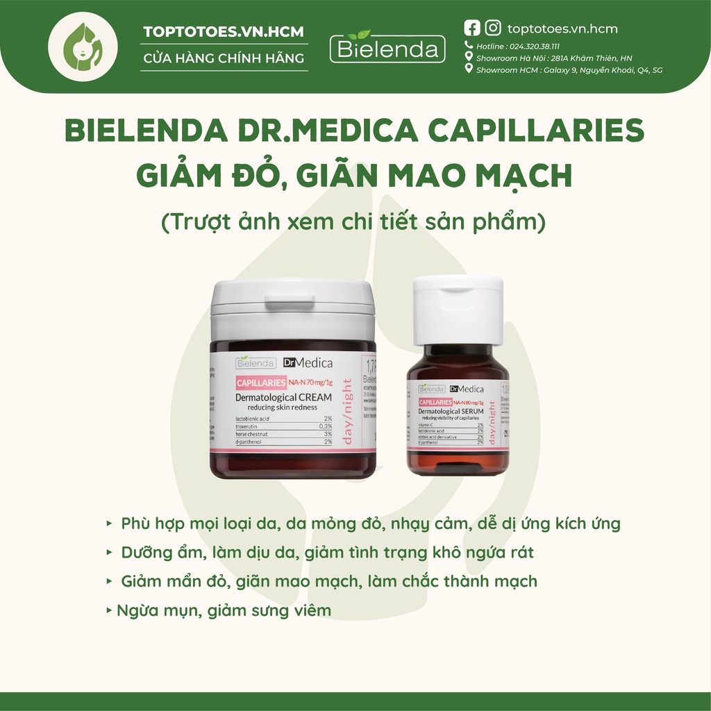 Serum & Kem dưỡng Bielenda Dr Medica Capillaries giảm đỏ, giãn mao mạch