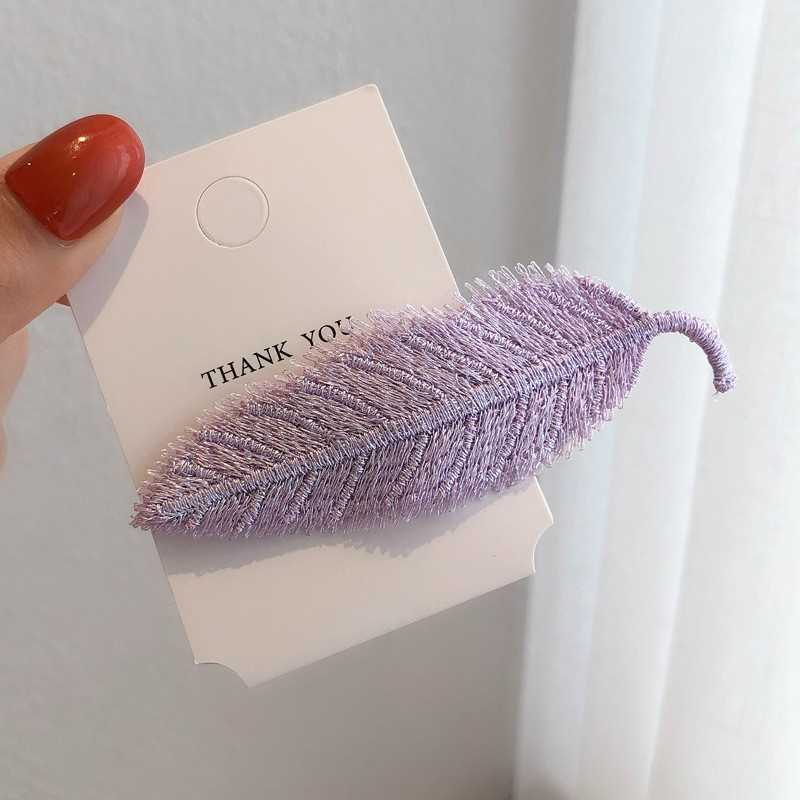 Kẹp tóc hình lá thêu phong cách Hàn Quốc