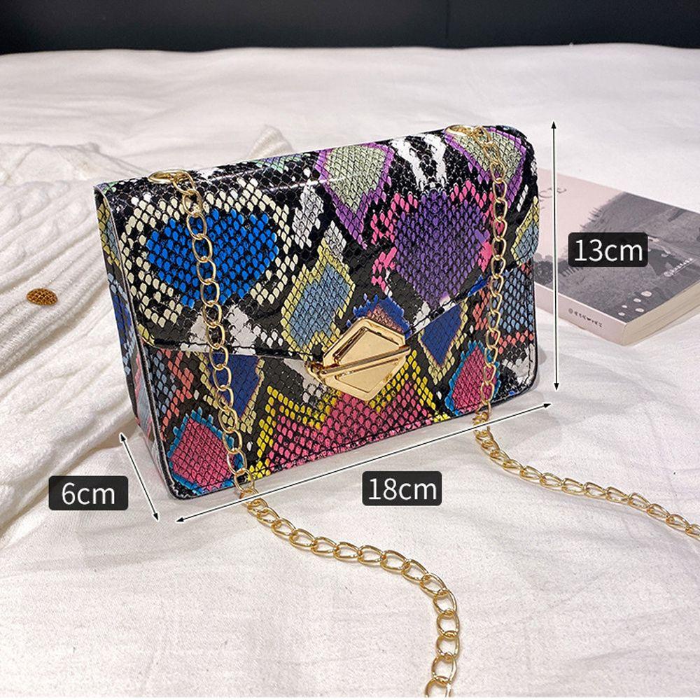 MIHAN1 Túi Đeo Chéo Vai Họa Tiết Da Rắn Nhiều Màu Sắc Cho Nữ