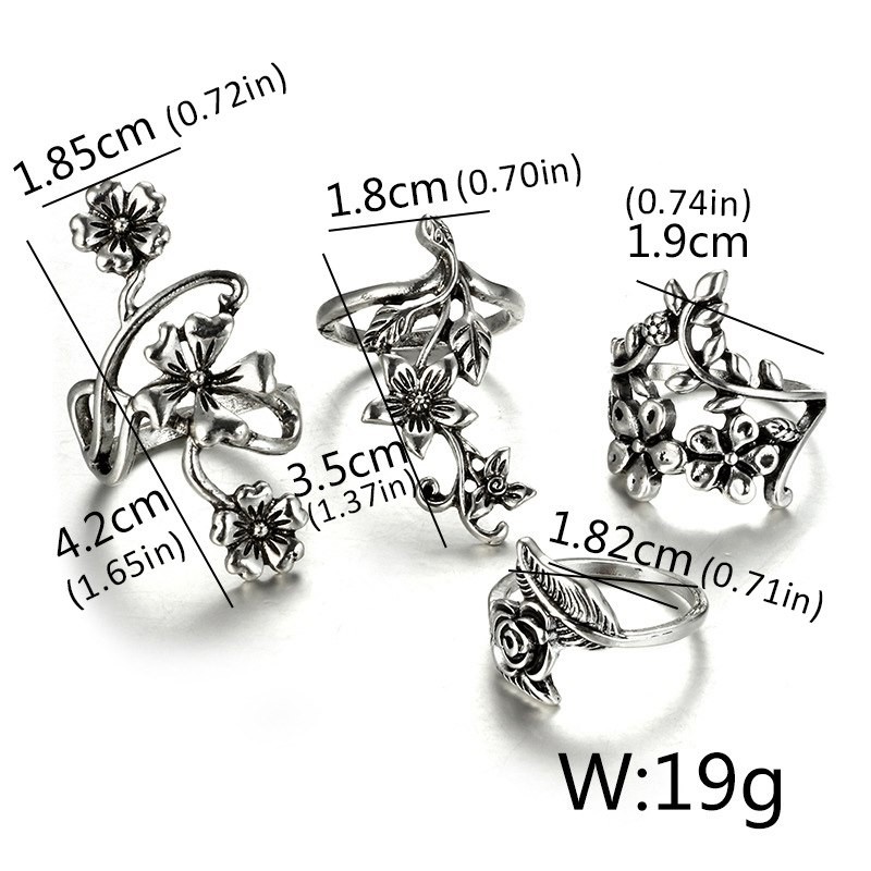 Nhẫn bạc phong cách cổ điển thiết kế hoa hồng sang trọng cho nữ