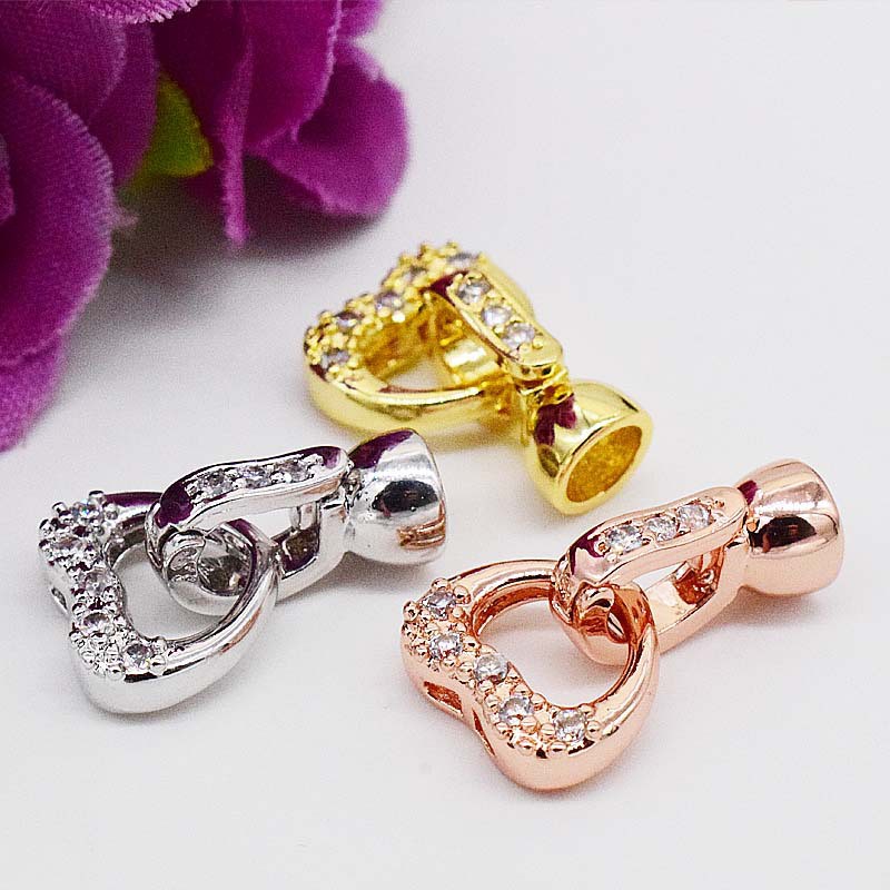 Phụ kiện trang sức  - Chốt khóa Trái tim nạm đá lấp lánh làm vòng cổ vòng tay