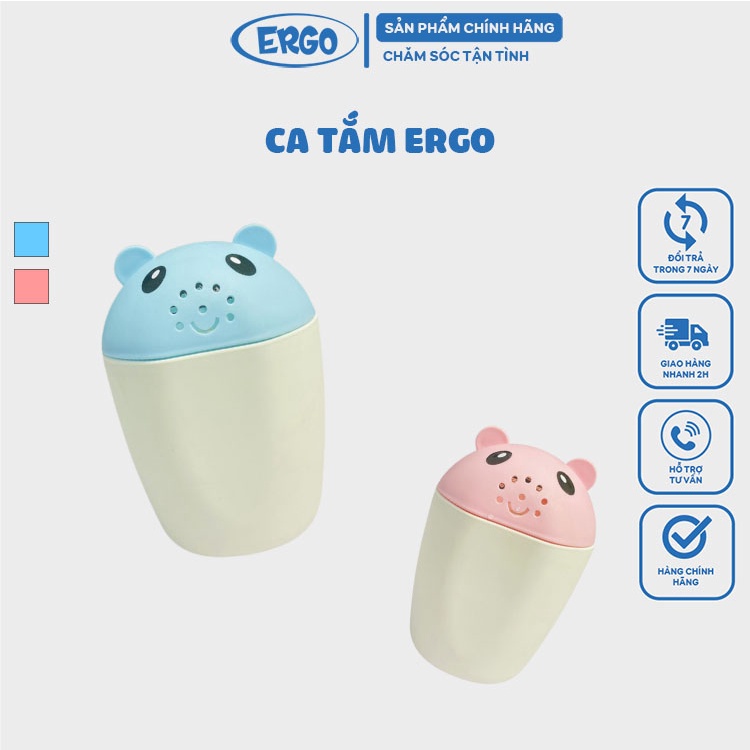 Ca tắm - gáo tắm Ergo cho bé hình gấu dễ thương chất liệu nhựa nguyên sinh cao cấp