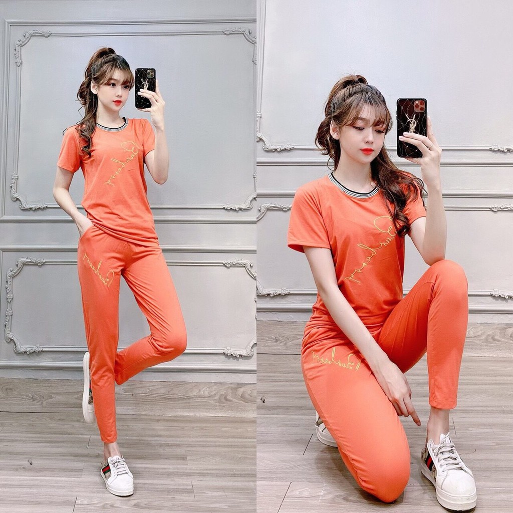 Phối sét đồ nữ mặc ở nhà 💖 Freeship💖 Set bộ đồ áo thun quần dài mùa hè cho nữ co giãn thoải mái - Shop Củ Cải Nhỏ