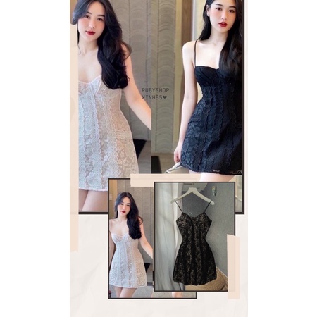 Đầm Ren 2 dây From chữ A Tk  💯 chuẩn hình có mút ngực