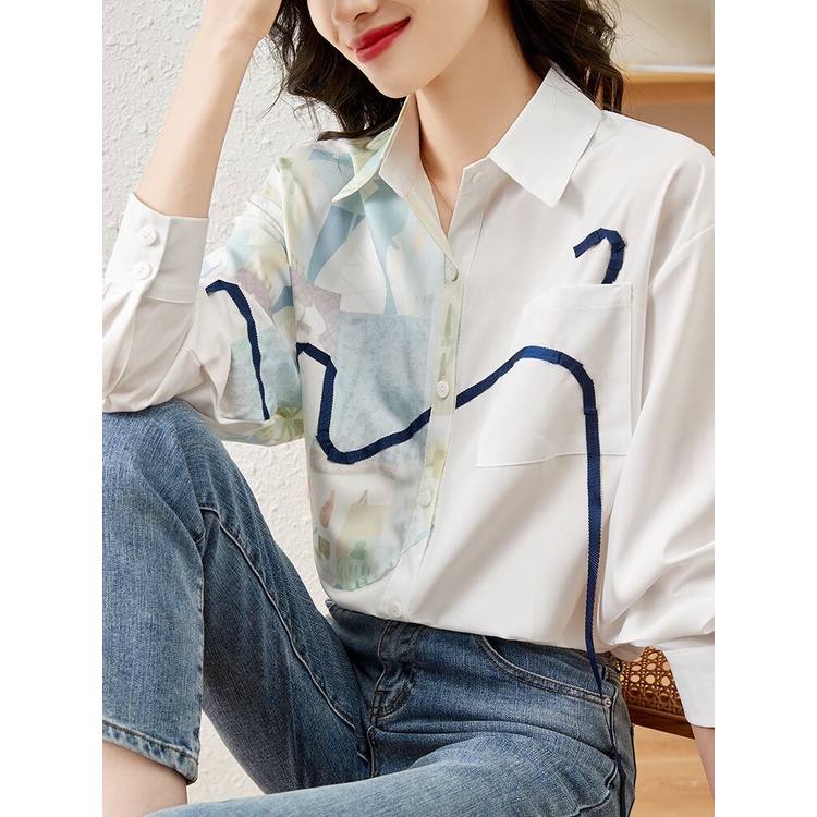 ZHELIHANGFEI Áo Sơ Mi Tay Dài Form Rộng Kiểu Dáng Đơn Giản Hợp Thời Trang Dễ Phối Đồ