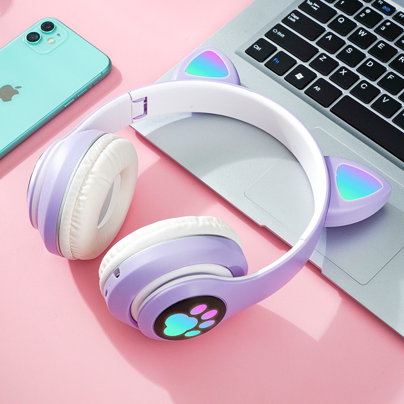 Tai nghe chụp tai không dây bluetooth mèo led giá rẻ LUVIBA TN02