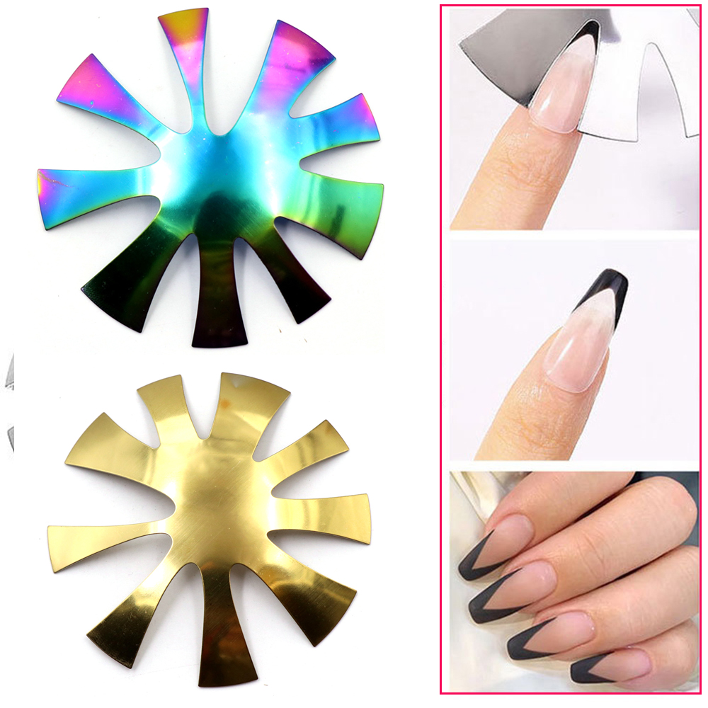 (Hàng Mới Về) Dụng Cụ Khuôn Mẫu Trang Trí Móng Tay Bằng Thép Không Gỉ Với 9 Kiểu Dáng Khác Nhau