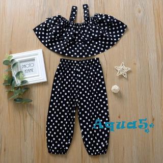 Set Áo Croptop Chấm Bi+Quần Dài Cho Bé Gái