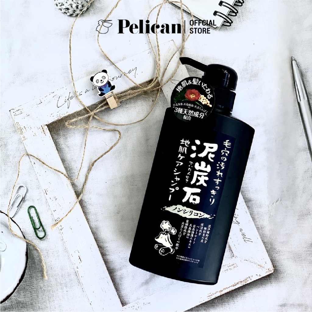 Dầu gội đầu than tre và bùn tro núi lửa Pelican Deitanseki Hair Shampoo A 500ml
