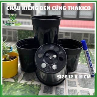Chậu 12-11,Chậu tròn đen, chậu nhựa cứng, - Chậu trồng sen đá, trồng hoa, xương rồng, ươm cây, kiểng