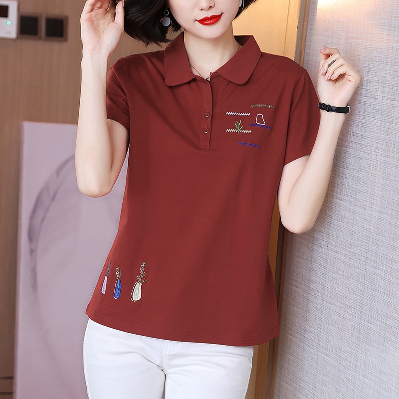Áo polo Tay Ngắn Có Cổ Thời Trang Dành Cho Nữ Trung Niên