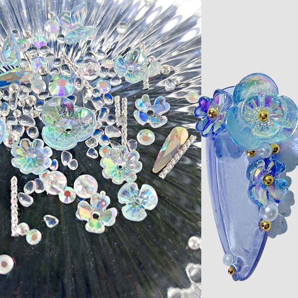 Phụ Kiện Trang Trí Móng Tay 3D Nhiều Màu Aurora DIY|Hạt Cườm Hình Hoa Trang Trí Móng Tay Charms