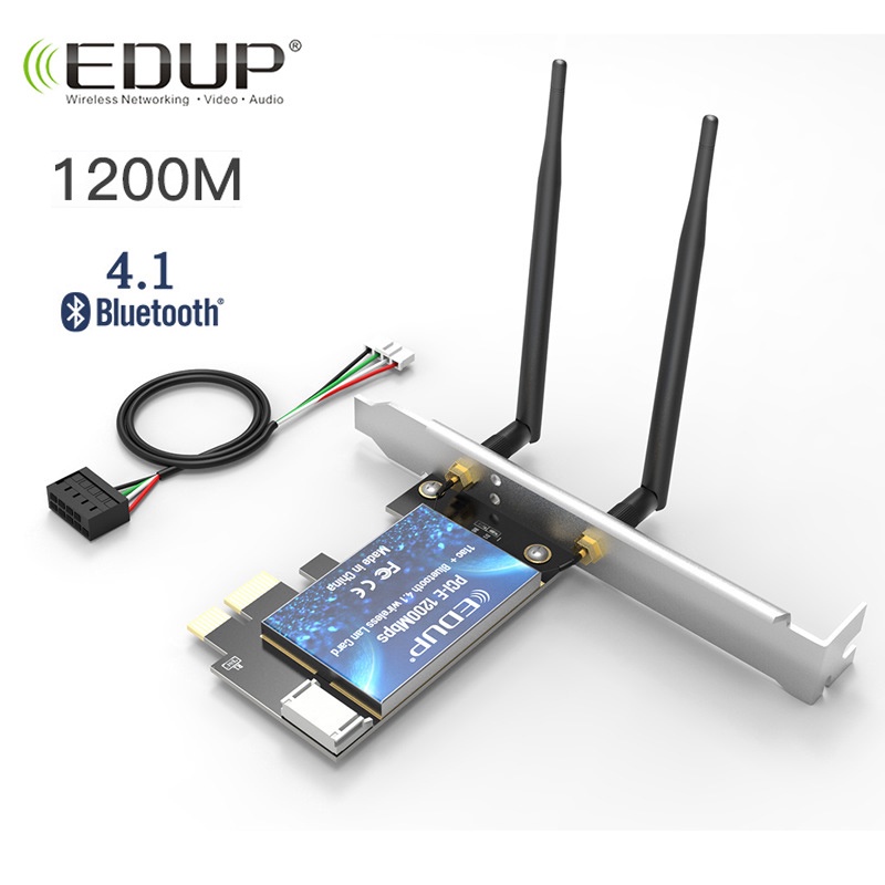 Card wifi pc 1200 Mbps EDUP 9620 PCI-E bluetooth 4.1 tốc độ cao tần số kép 2.4G/5G