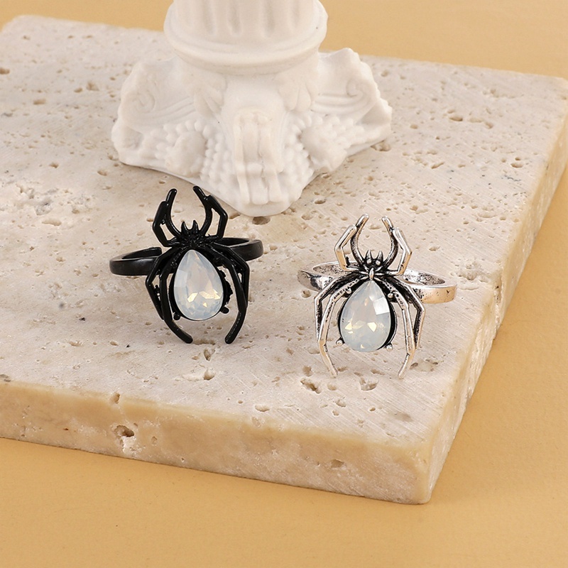 Nhẫn Hở Hình Nhện Đính Đá Zircon Phong Cách Punk Sáng Tạo Thời Trang Cho Nam Và Nữ