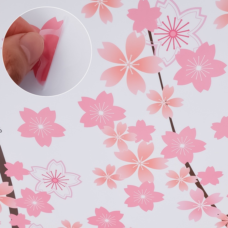 Set 2 Miếng Dán Tường Trang Trí Hình Hoa Mận Màu Hồng Xinh Xắn DIY