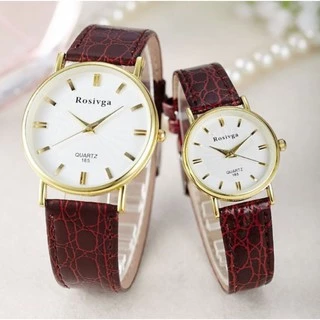 [ĐỒNG HỒ CẶP] Đồng hồ Rosivga Cao Cấp Dây Da Chống Nước